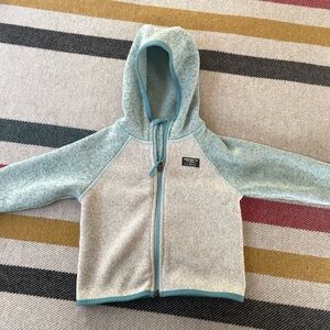 L.L. Bean Light Blue and Ivory Sweater Fleece Infant Hoodie